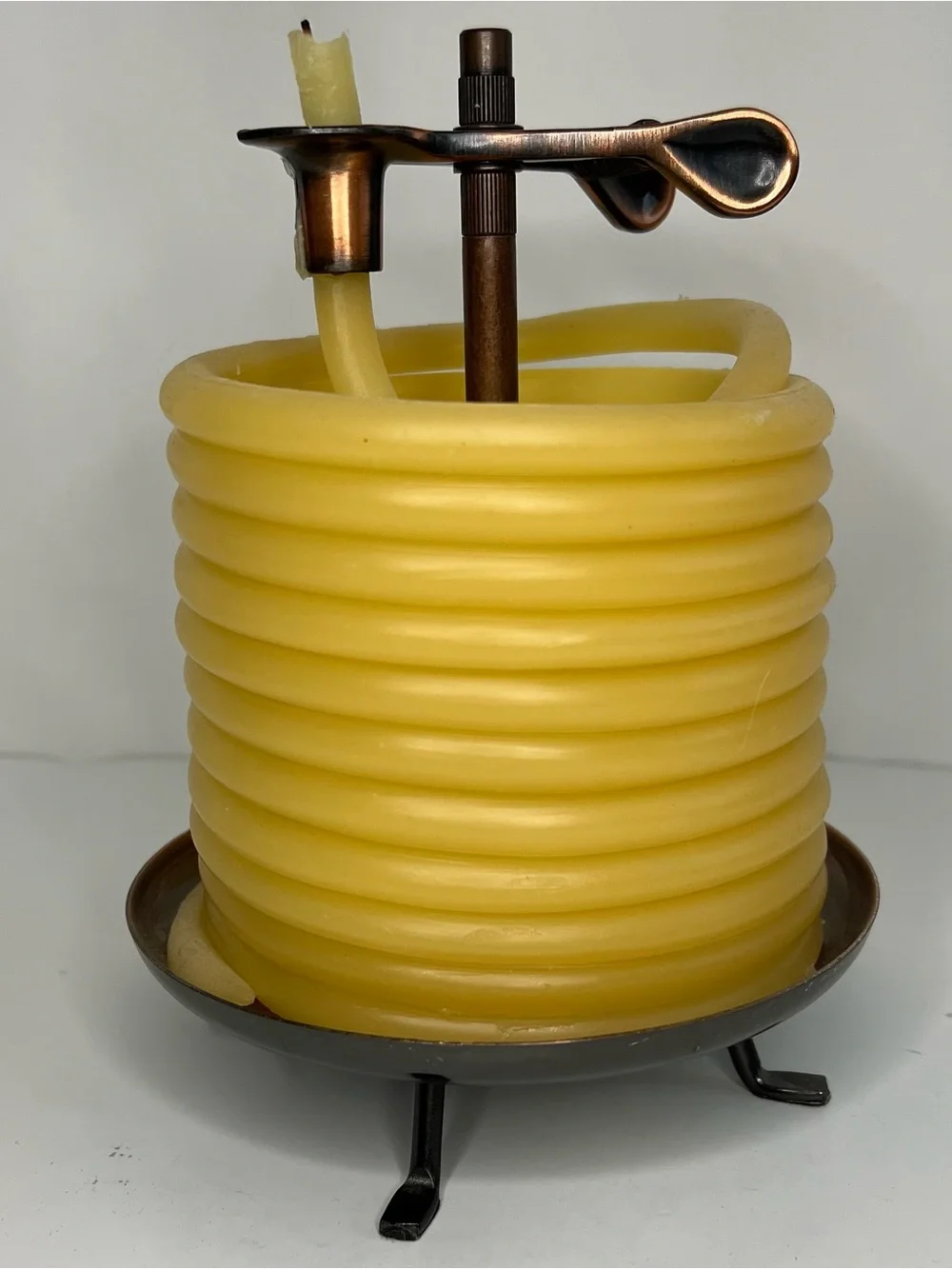 Eclipse Beeswax Coil Candle By The Hour Candle Copper Tone Holder